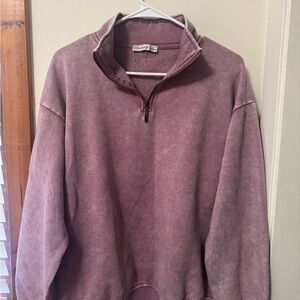 Zenana Outfitters Mauve Quarter-Zip Pullover Sweatshirt